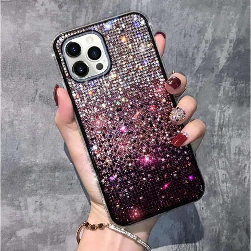 Vista 9 de LUVI Compatible con iPhone 13 Pro Max Bling Case Cute Glitter Diamond para mujeres y niñas, diamantes de imitación brillantes, parachoques