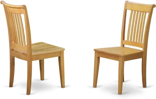 Vista 4 de East West Furniture POC-OAK-C Portland - Juego de 2 sillas de comedor tapizadas de tela de lino, de madera maciza, color roble