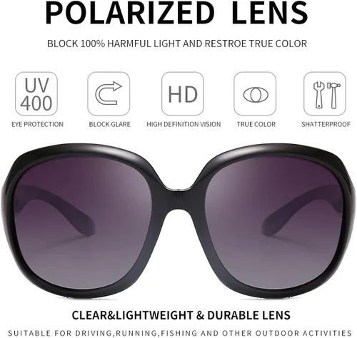 Vista 2 de Gafas de sol polarizadas de gran tamaño para mujer, gafas de sol clásicas de moda, para mujer