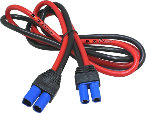 Vista 4 de Cable de alimentación de CC con aislamiento de goma de silicona de 10 AWG con EC5 macho a conector hembra EC5 con cubierta SecureGrip