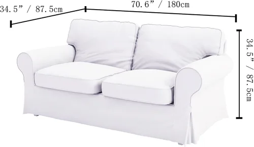 Vista 3 de Ektorp - Funda de sofá biplaza de algodón compatible con IKEA de 2 asientos Reemplazo resistente de la cubierta de dos asientos de algodón Ektorp