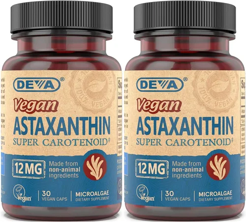 Vista 6 de DEVA Nutrición Vitaminas Astaxantina 12 mg, Vegano, Hecho de Microalgas Haematococcus Pluvialis, 30 cápsulas, 1 paquete
