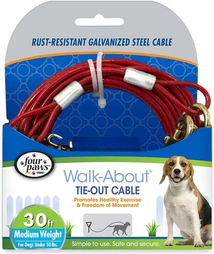 Vista 6 de Four Paws Cable de amarre para perros de peso medio Rojo