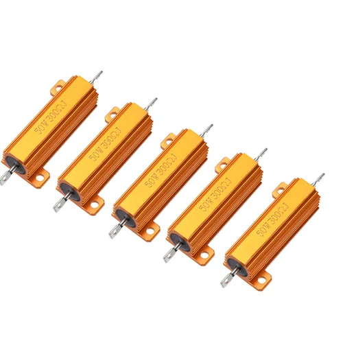 Vista 5 de 5pcs 50W 1 OHM aluminio alojado alambre herido resistencia tono oro