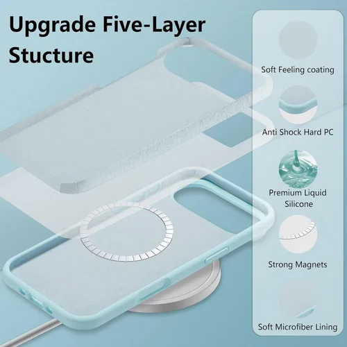 Vista 287 de Funda magnética de silicona para iPhone 13 Pro, color blanco antiguo [Compatible con Magsafe] [Forro de microfibra suave antiarañazos], funda