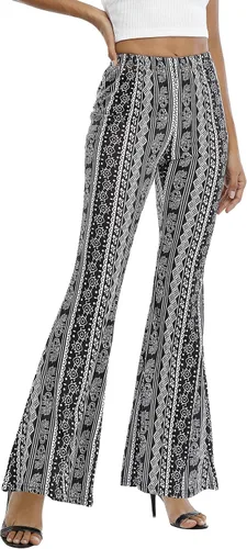 Vista 2 de WSPLYSPJY Pantalones Palazzo acampanados con estampado elástico para mujer