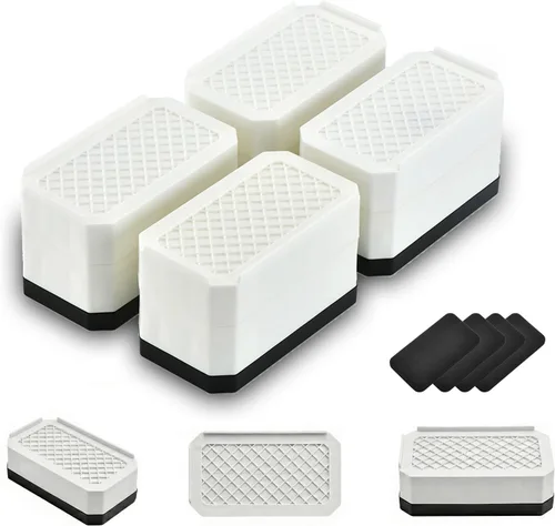 Vista 18 de EclatBain Elevadores rectangulares para cama, elevadores de muebles rectangulares de alta resistencia, con bloques ajustables de elevación de hasta