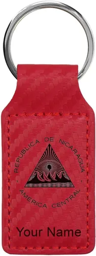 Vista 16 de LaserGram Llavero rectangular, bandera de Nicaragua, grabado personalizado incluido, Bambú