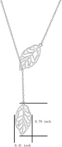 Vista 8 de Collar largo de plata de ley Larait Bar Y Lariat de cadena larga ajustable collar de regalo para ella, 30 pulgadas