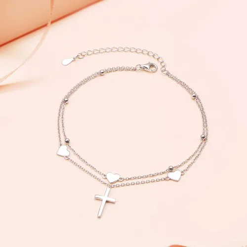 Vista 5 de Daochong - Tobillera de plata esterlina S925 ajustable, para mujer