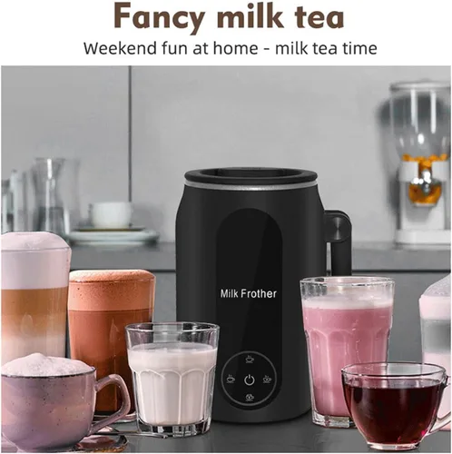 Vista 5 de Espumador de leche eléctrico y vaporizador, vaporizador de leche eléctrico 4 en 1, espumador de leche y calentador de 15.2 fl oz, máquina automática