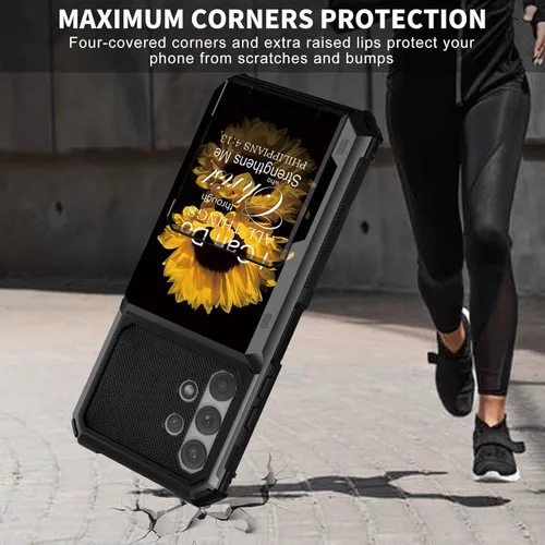 Vista 3 de Funda tipo cartera para Samsung Galaxy A32 5G con ranura para tarjetero, funda con tapa híbrida de doble capa, resistente, a prueba de golpes, funda