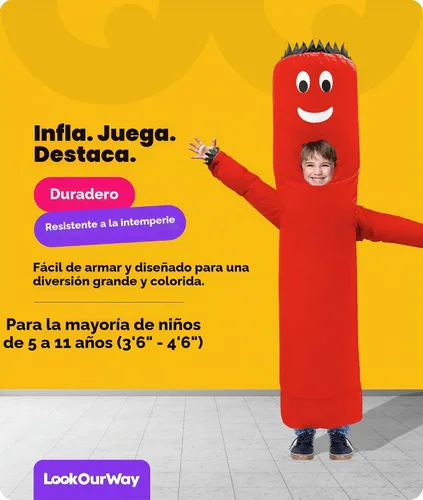 Vista 3 de Child Air Dancers Inflatable Tube Man Costume Rojo