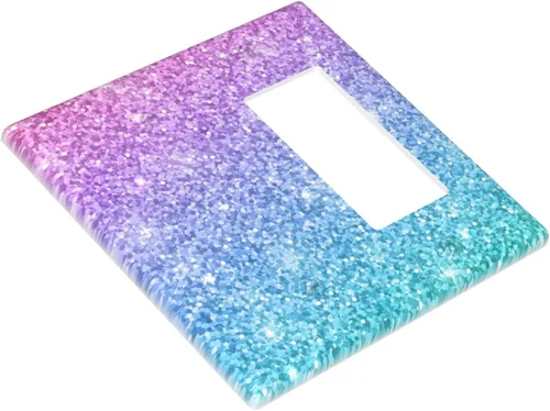 Vista 3 de Cubierta para interruptor de luz, placas de pared rosa y azul, 2 bandas, 1 paquete