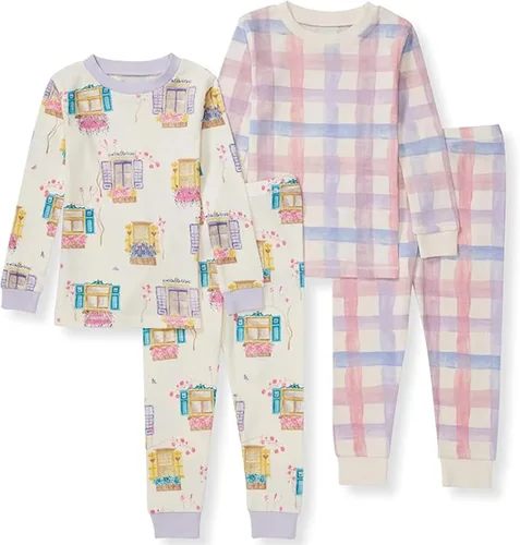 Vista 21 de Burt's Bees Baby Pijama de algodón orgánico para niñas, conjunto de pijama 100% algodón para niños pequeños y niños, tela suave y elástica Trébol