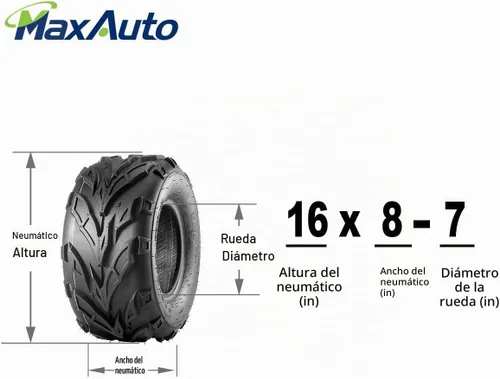 Vista 5 de MaxAuto Neumáticos ATV 16x8-7 16x8x7 Go Kart Quad Neumáticos 6 PR sin cámara todo terreno UTV, paquete de 2