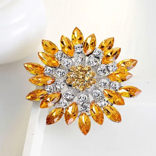 Vista 2 de Polytree Broche de diamantes de imitación de flores para mujer regalo de novia