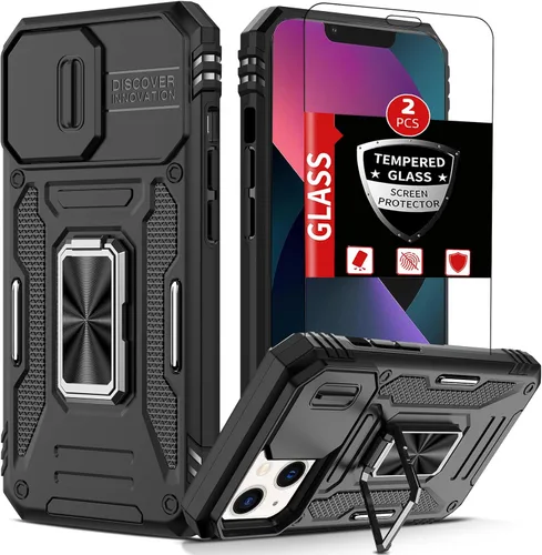 Vista 36 de Funda para iPhone 12 Pro Max con 2 protectores de pantalla, cubierta deslizante integrada para cámara para 12Pro Max, funda para teléfono