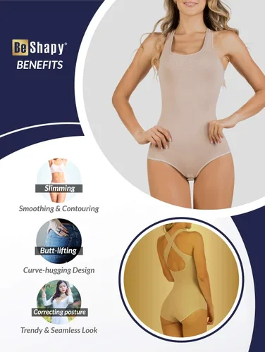 Vista 6 de BeShapy BDBA001 - Body sin costuras para mujer, con control de abdomen, moldeador de cuerpo, camiseta sin mangas