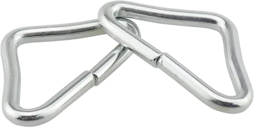 Vista 3 de DGZZI 10 piezas de hebilla triangular galvanizada para trampolín, anillos en V para piezas de repuesto de trampolín, bolsa de trampolín