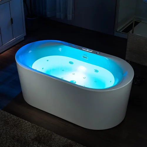 Vista 12 de WOODBRIDGE 59" × 31-1/2" Hidromasaje compacto y aire, bañera de remojo climatizada Whirlpool & Air Bubble Jets (16 Jets), Adjustable Air Blower