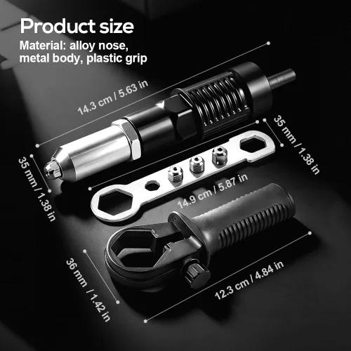 Vista 7 de Electric Rivet Gun Adapter Kit - Pop Rivet Gun Attachment for Cordless Drill - Efficient Riveting Tool for Easy Assembly