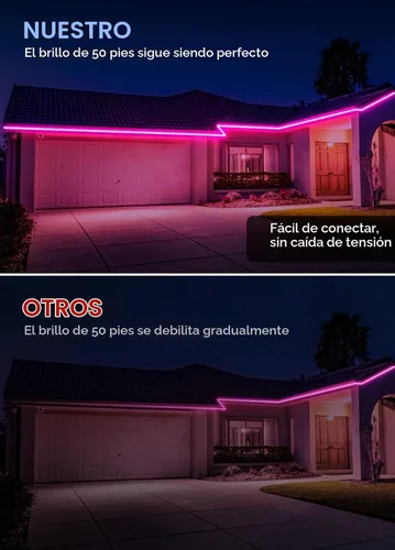Vista 5 de Tira de luces LED RGB+IC de 50 pies para exteriores, impermeable, IP67, varios colores, luces LED inteligentes Bluetooth, control de aplicación