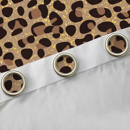 Vista 5 de Feelyou Cortinas opacas con estampado de leopardo para dormitorio, sala de estar, safari, cortinas de oscurecimiento de habitación con purpurina