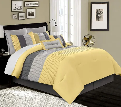 Vista 13 de Chezmoi Collection Loft - Juego de edredón de lujo a rayas de 6 piezas (tamaño individual, negro/gris/blanco)