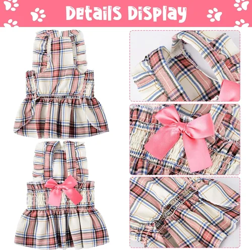 Vista 7 de Vestidos de perro para perros pequeños para niña Yorkie Chihuahua taza de té princesa vestido de verano para cachorros falda ropa para gato paquete