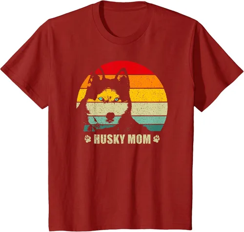 Vista 28 de Husky Mom Retro Dog Lover Mother Siberian Huskies Tee Women T-Shirt Asphalt Grey
