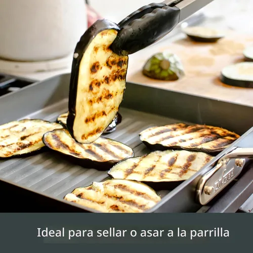 Vista 5 de All-Clad HA1 - Parrilla anodizada dura antiadherente de 11x11 pulgadas apta para horno a 350°F, ollas y sartenes, juego de utensilios de cocina negro
