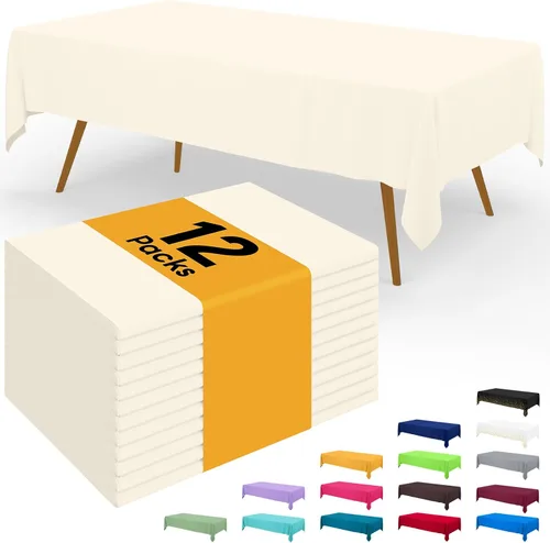 Vista 124 de Smiry - Juego de 6 manteles desechables, 54 x 78 pulgadas, manteles impermeables rectangulares para fiestas, cubierta de mesa de plástico