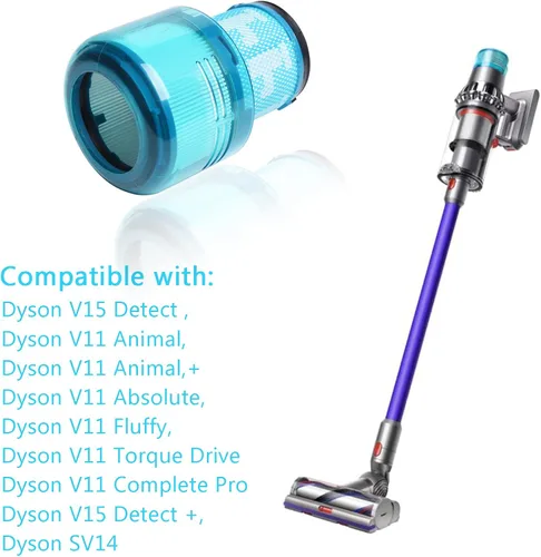 Vista 2 de Paquete de 2 filtros de repuesto V15 Detect V11 SV14 color azul compatibles con Dyson