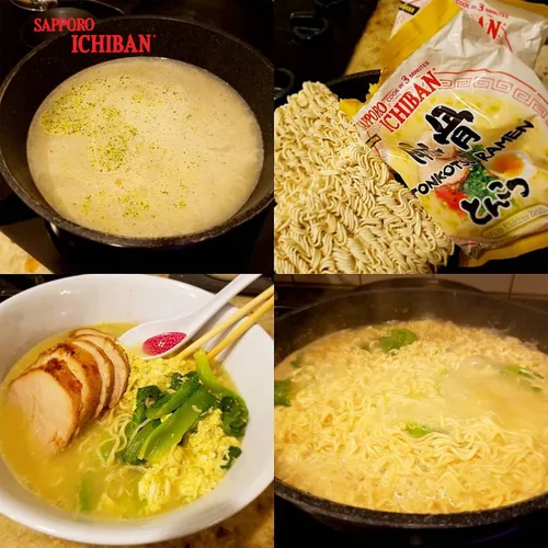 Vista 6 de [SAPPORO ICHIBAN] Fideos Ramen, sabor tonkotsu, fideos instantáneos japoneses de sabor nº 1, 3.5 onzas (3.7 onzas (paquete de 24))