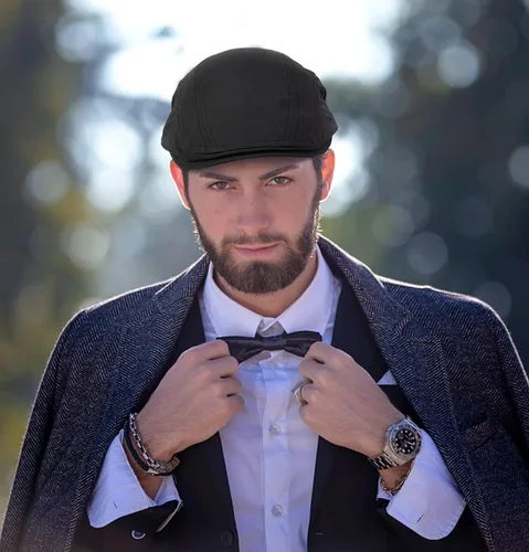 Vista 6 de 2 unidades de gorras planas de algodón para hombre Ivy Gatsby Newsboy, sombrero de caza