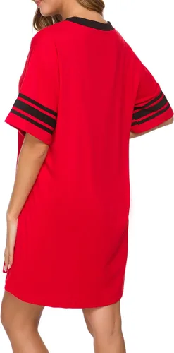 Vista 5 de Camisón de manga corta para mujer, con cuello en V, de algodón, holgado, cómodo, pijama, vestido casual para dormir