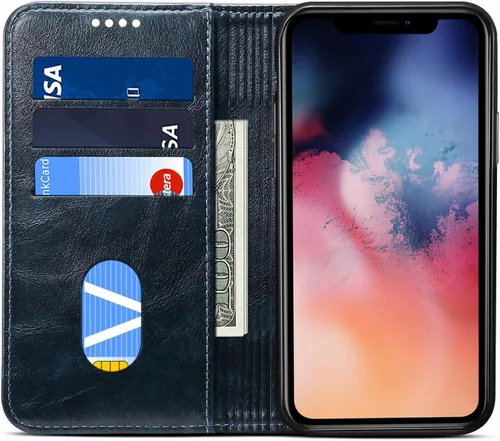 Vista 2 de SINIANL - Funda de piel compatible con iPhone 11, diseño de libro tipo cartera, cierre magnético con soporte y ranuras para tarjetas de crédito