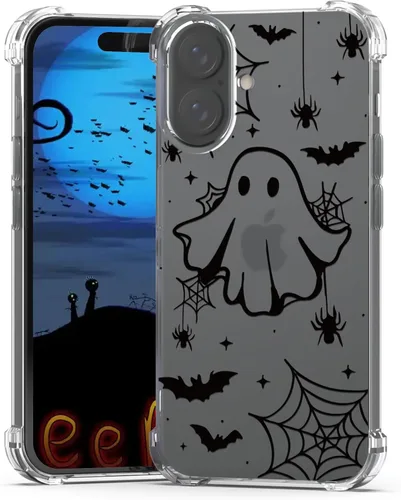 Vista 33 de Funda de Halloween para Google Pixel 6A transparente con diseños de murciélagos fantasmas, funda para teléfono para niñas, elegante, delgada, a
