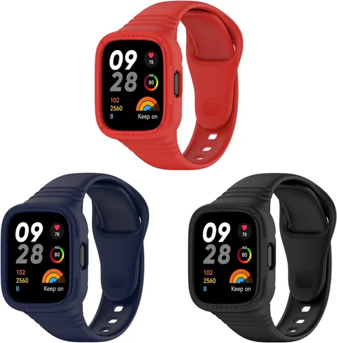 Vista 10 de Correas de reloj compatibles con Redmi Watch 3, funda protectora de silicona suave con correas de repuesto ajustable para reloj deportivo Redmi