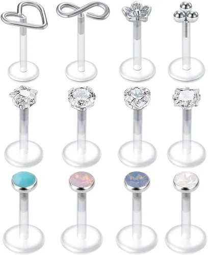 Vista 7 de MODRSA 20g 16g Tragus Piercing Jewelry Helix Earrings Threadless Flat Back Earrings for Women Forward Helix Cartilage Earring Tragus Jewelry Medusa