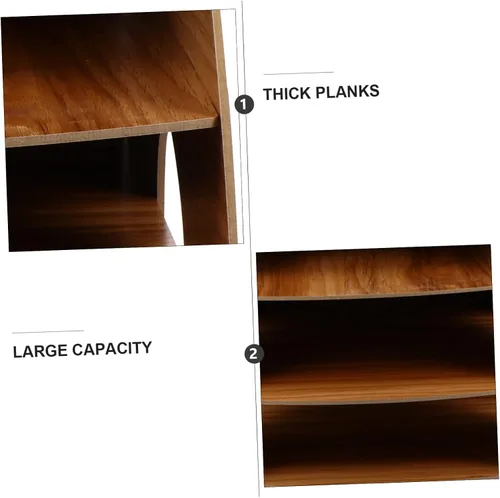 Vista 6 de Estantería de múltiples capas Soporte para libros Estante de almacenamiento de madera Soporte de archivo de papel de múltiples capas Paletas