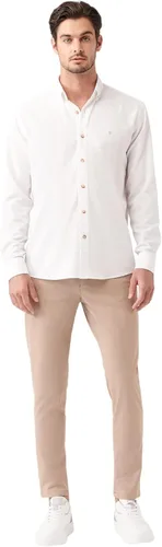Vista 5 de Avva Men's 100% Cotton, Regular Fit, Long Sleeve, Button Collar, Dobby Shirt, S-2X Large, White