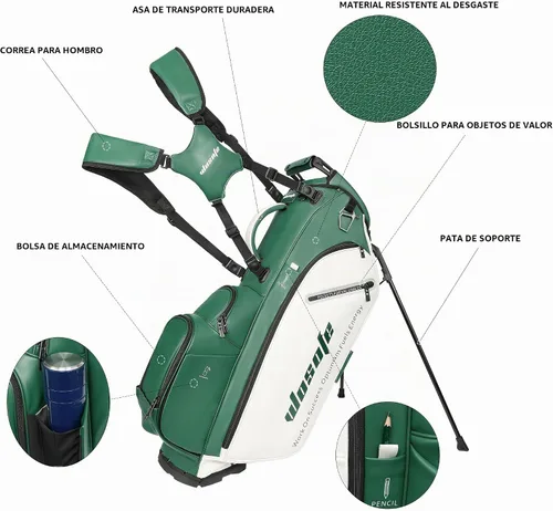 Vista 4 de WOSOFE 14-Way Golf Stand Bag, PU Leather Golf Bag with Full-Length Dividers