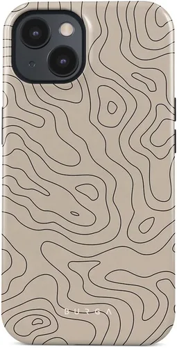 Vista 53 de BURGA-Funda p/teléfono compatible c/iPhone 14 Plus, carcasa rígida híbrida de 2 capas + Funda protectora de silicona, almendras latte a lunares