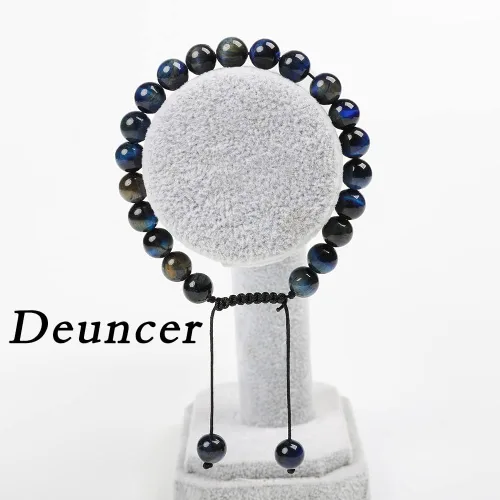 Vista 2 de Deuncer Pulsera ajustable unisex con cuentas de cristal de ágata natural de 0.315in