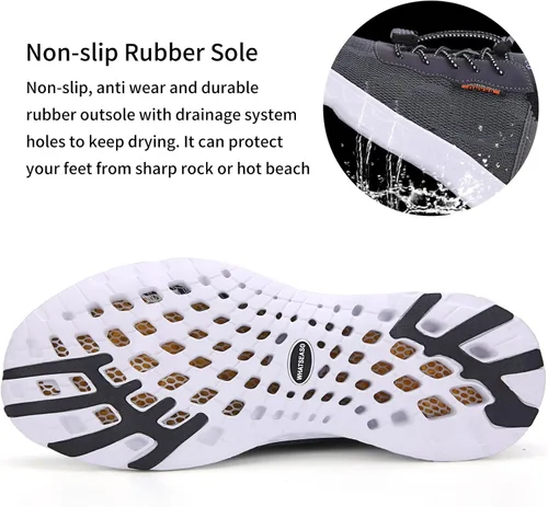 Vista 8 de Whatseaso Zapatos acuáticos para mujeres y hombres, ligeros, de secado rápido, para playa, adultos, zapatos deportivos para natación, surf, piscina