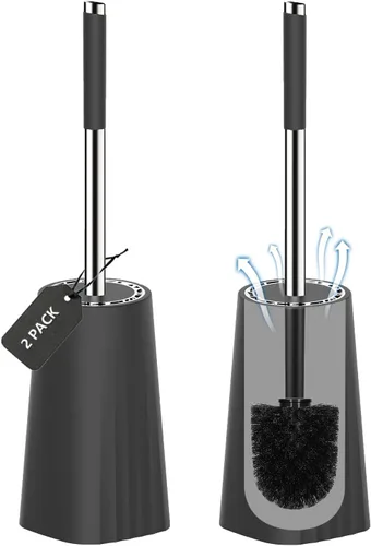 Vista 15 de SetSail Cepillo de Inodoro, Juego de Cepillo de Inodoro de Tamaño Compacto y Soporte para Baño con Mango de Acero Inoxidable, Cepillo Limpiador
