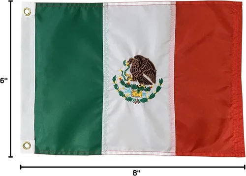 Vista 7 de FLAGWIN Banderas mexicanas bordadas de 12 x 18 pulgadas, bandera náutica de México, color vivo y resistente a la decoloración