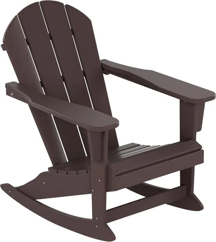 Vista 133 de WestinTrends Silla mecedora Malibu de poliéster para exterior/patio Adirondack, Negra